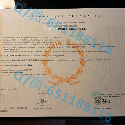 艾克斯－马赛第一大学毕业证文凭样本
