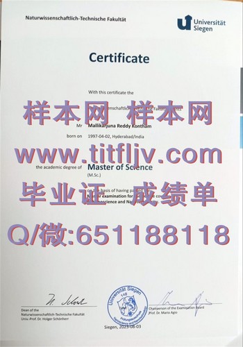 德国锡根大学毕业证图片是什么样子的？